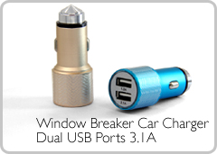 Window Breaker Car Charger Dual USB Ports 3.1A 